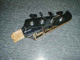 Broken headstock from Krist's Gibson Victory, photo by Earnest Bailey