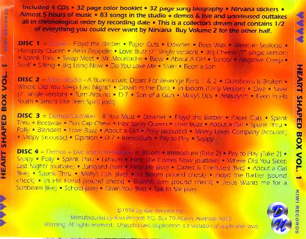 Heart Shaped Box  Volume 1. Disc 1
Back Of Inlay