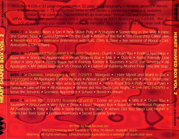 Heart Shaped Box  Volume 2. Discs 3&4 Back Of Inlay