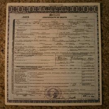 Legacy 1988 - 1994 Death Certificate