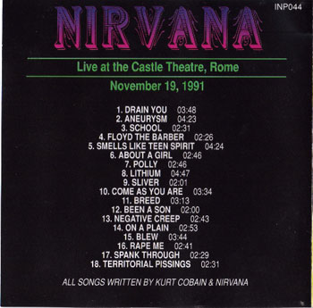 Live At The Castle Theatre Back of Cover