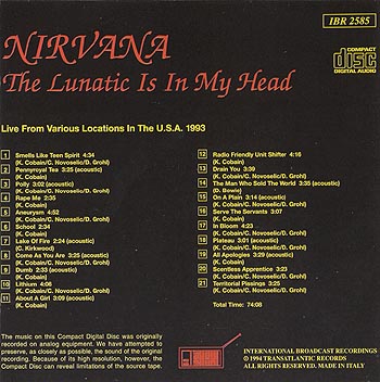 The Lunatic Is In My HeadBack Of Cover