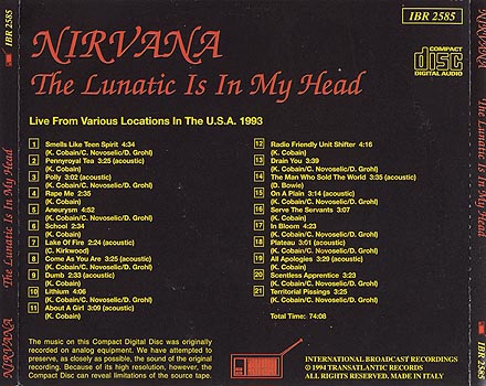 The Lunatic Is In My HeadBack Of Inlay