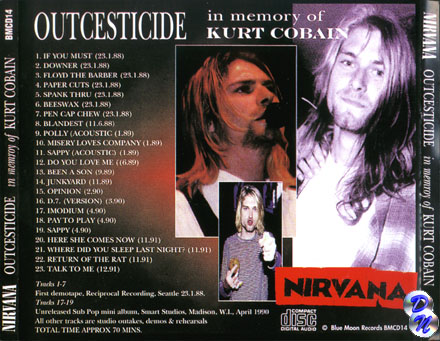 Outcesticide - In Memory of Kurt Cobain Back of Inlay