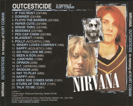 Outcesticide - In Memory Of Kurt Cobain Back of Inlay