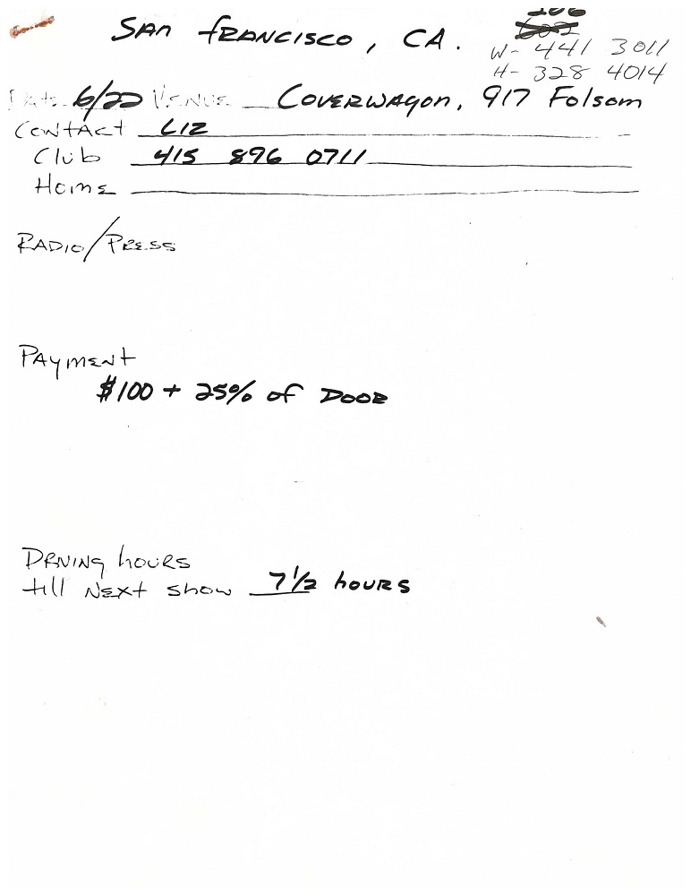 Nirvana's tour itinerary