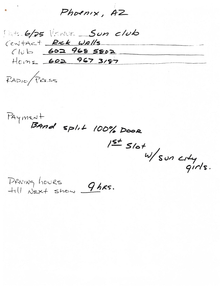 Nirvana's tour itinerary