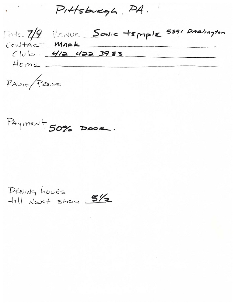 Nirvana's tour itinerary