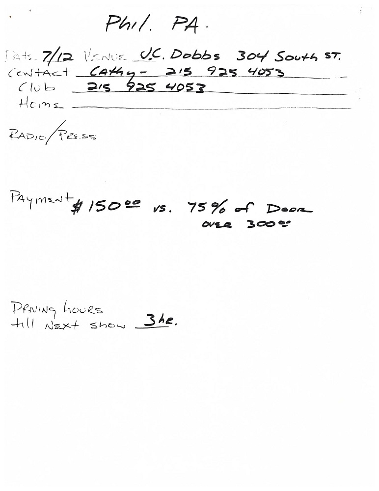 Nirvana's tour itinerary