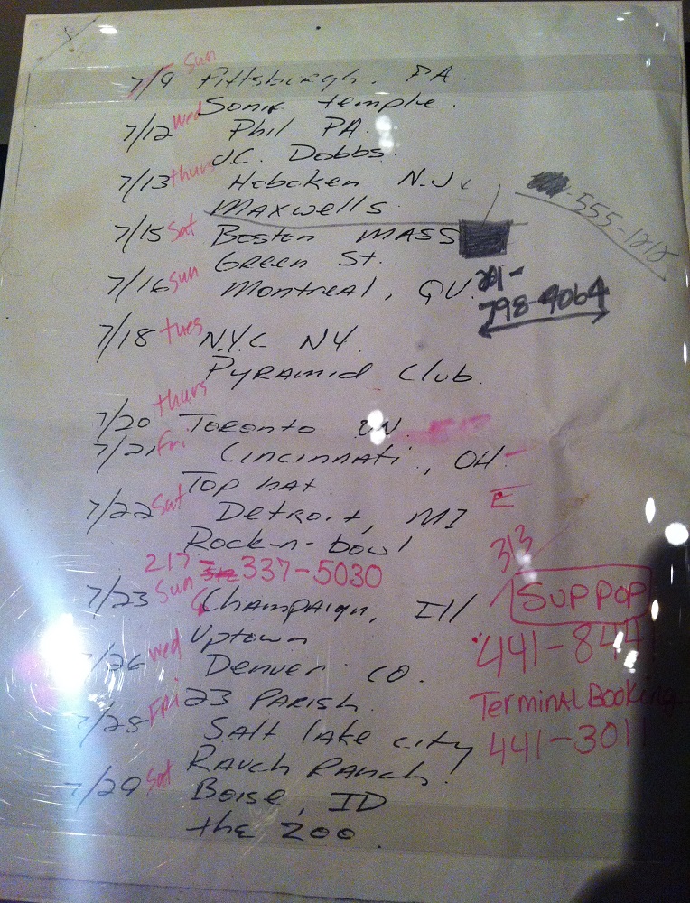 Nirvana's tour itinerary