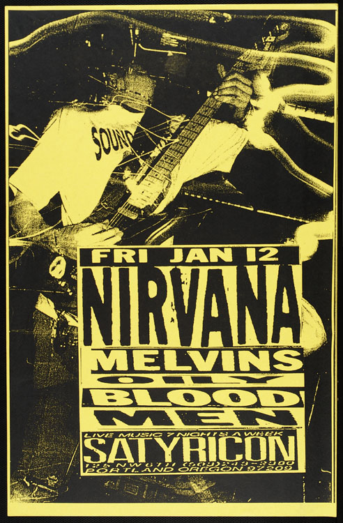 Nirvana & Mudhoney at  Portland  Concert Poster 1992  Large Format 24x36 