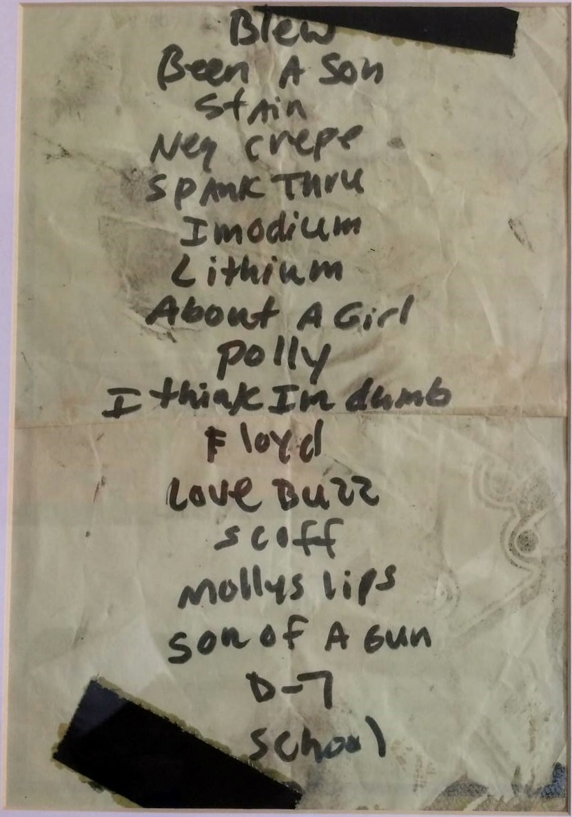 Handwritten setlist