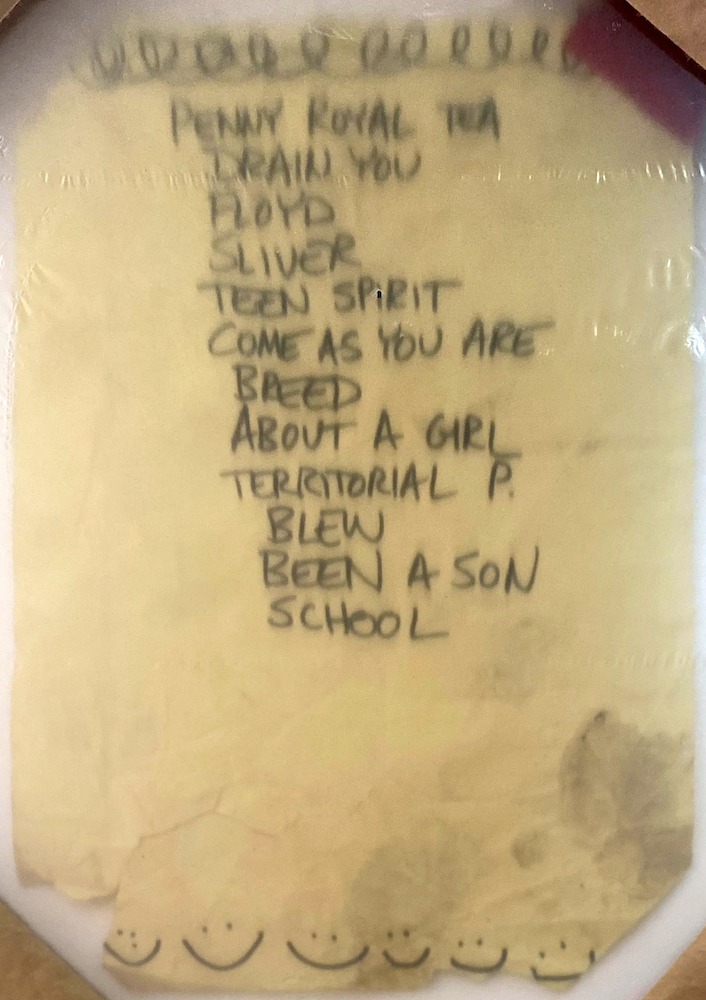 Handwritten setlist