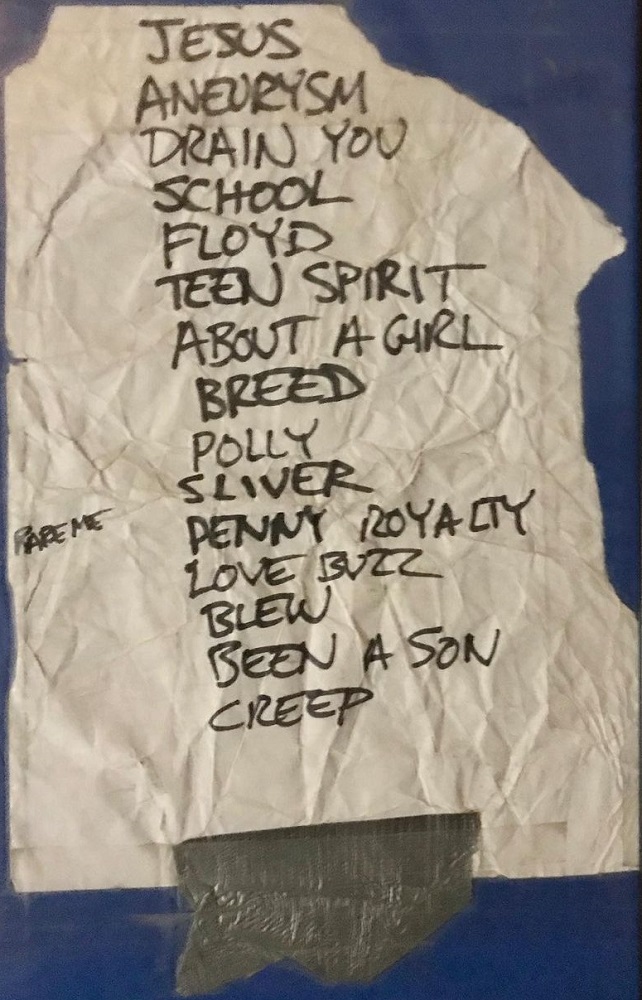 Handwritten setlist