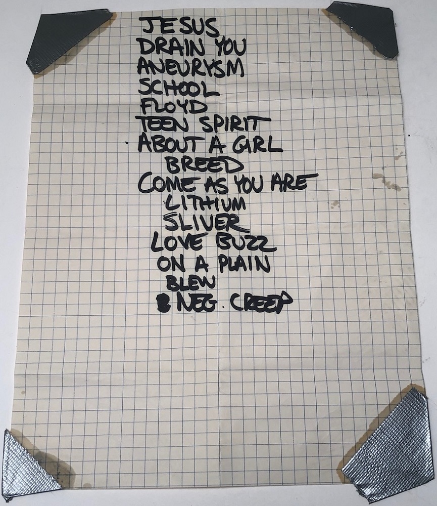 Handwritten setlist