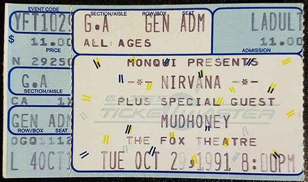 Nirvana & Mudhoney at  Fox Theatre Concert Poster 1991  Large Format 24x36 