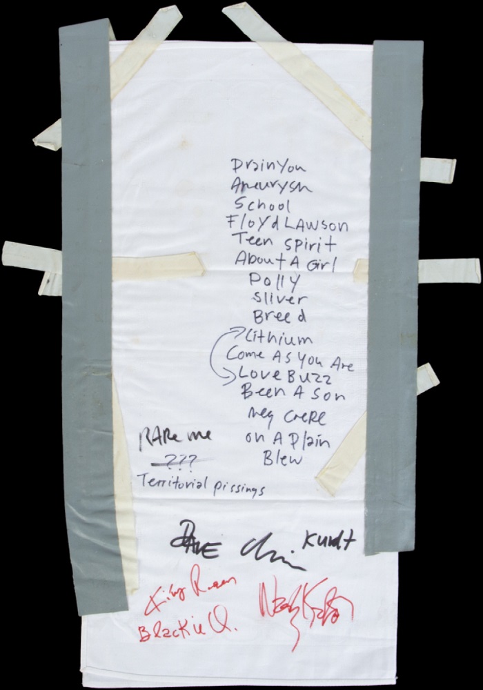 Handwritten setlist