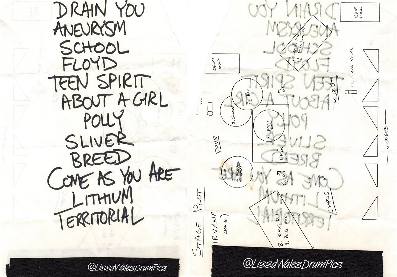 Handwritten setlist