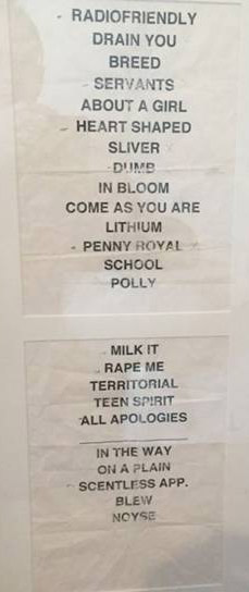 Handwritten setlist