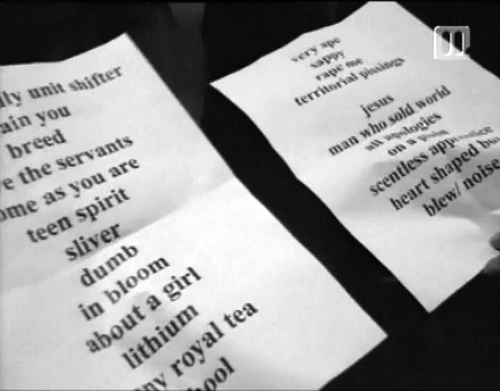 Handwritten setlist