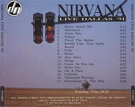 Live Dallas '91Back of Inlay