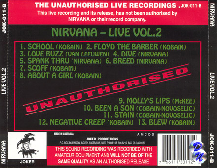 Live Vol.2Back of Inlay
