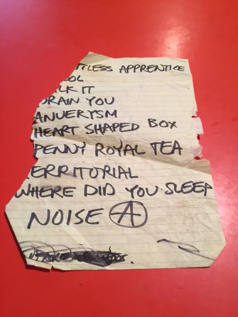 Setlist, courtesy of Jason Beatty