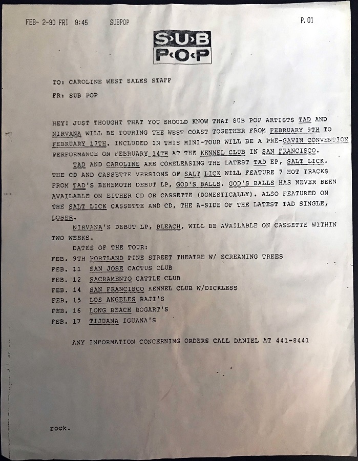 SUB POP Fax